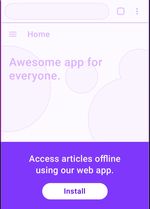 Mockup view of web app install banner across webpage